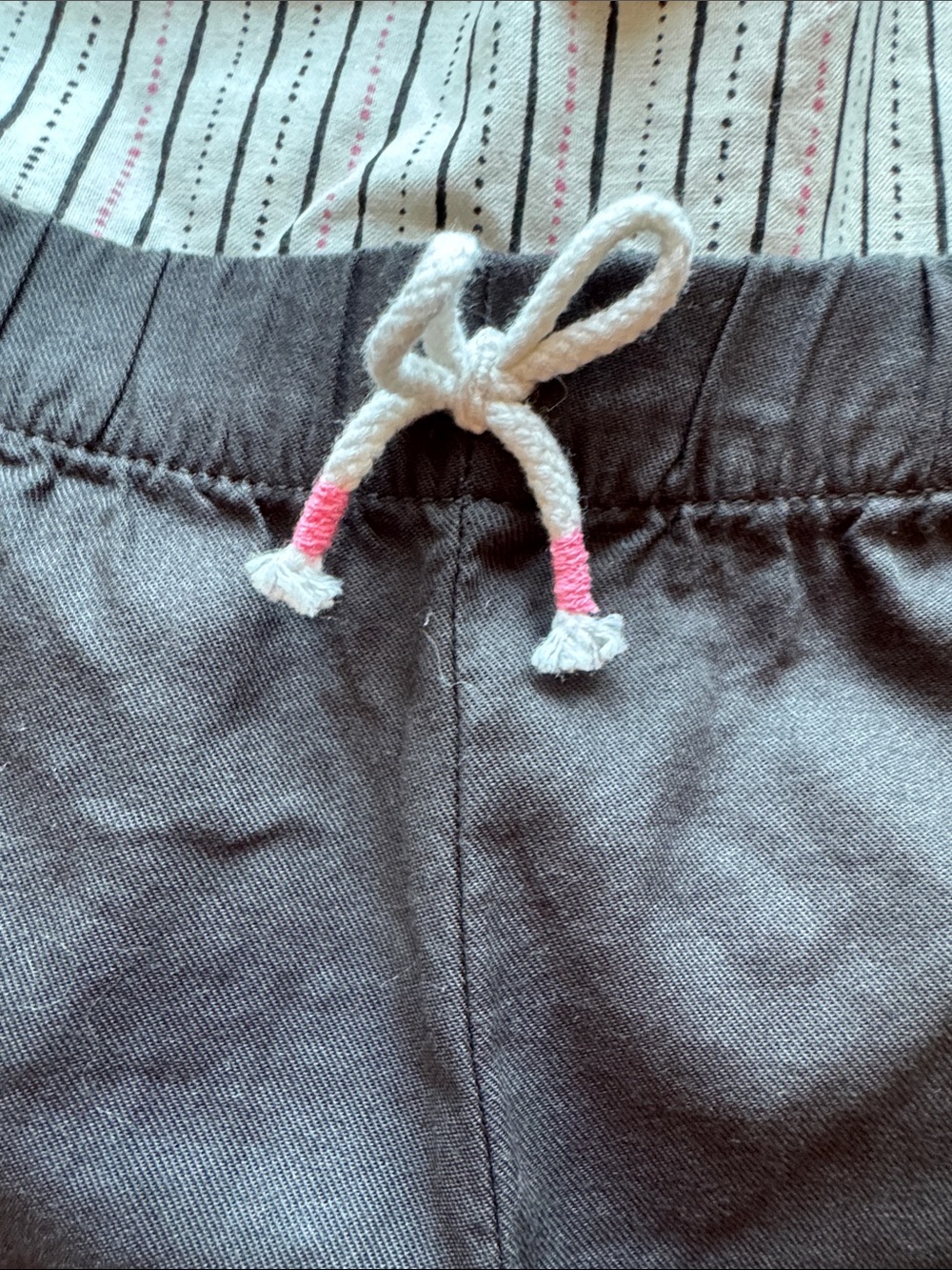 Striped Ruffle Top with Black Drawstring Shorts - Picture 3 of 5
